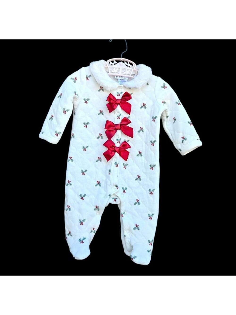 Nicole Miller New York Baby Girl Christmas Sleeper Bows 3/6M New